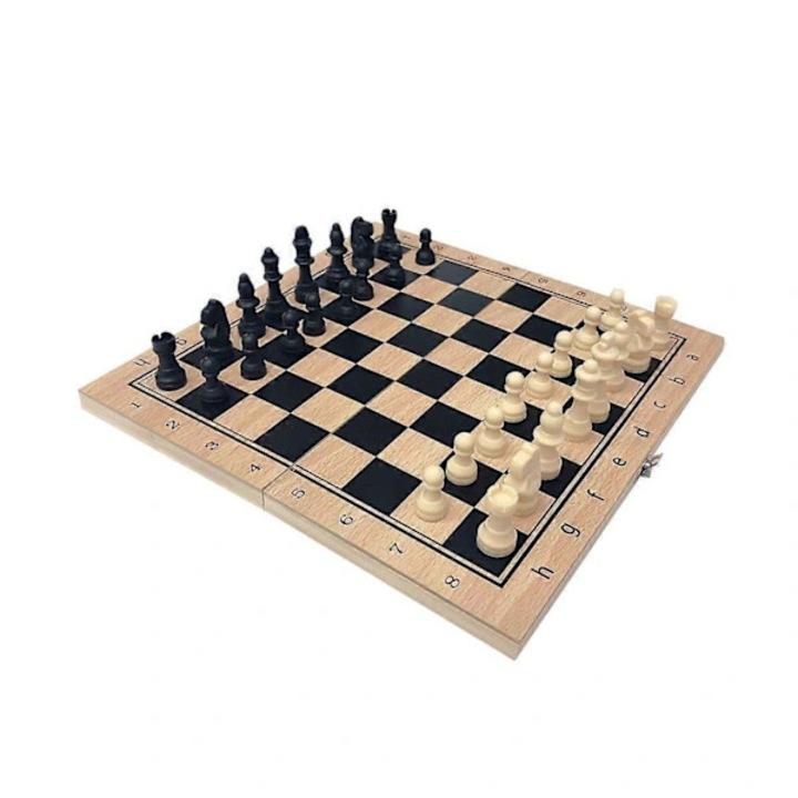 Joc 3 in 1 sah dame table lemn pliabil 29x29x1.5cm