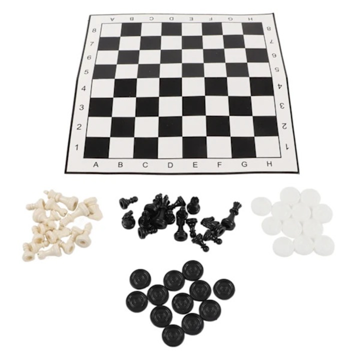 Set sah si dame 2 in 1, plastic, tabla hartie, 33x33cm