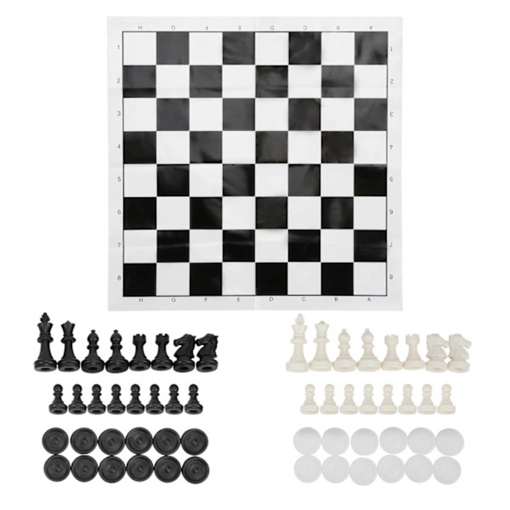 Set joc sah si dame pliabil, 25x25cm, piese 49mm, portabil