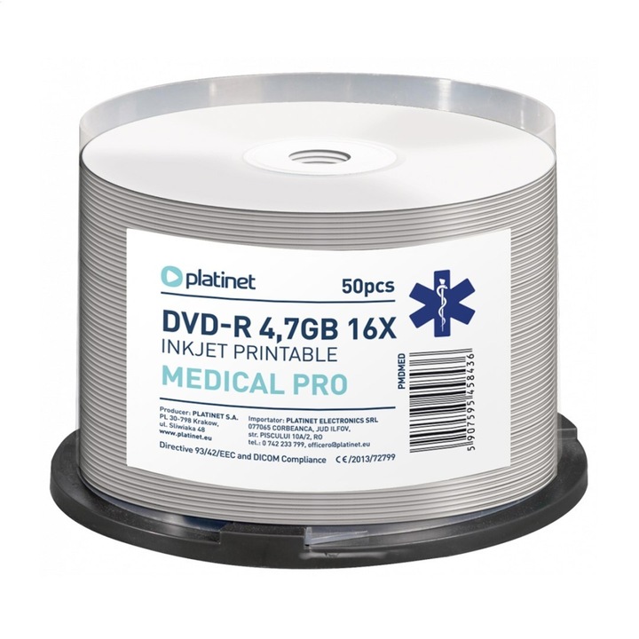 DVD-R Platinet 4.7GB 16X бял за мастиленоструен печат 50 бр