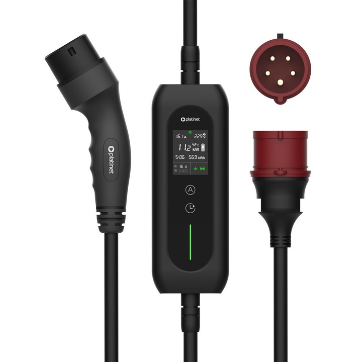 Statie incarcare electrica Platinet EV_PPCW5M11, 16A, 11kW, negru, 5m, Wi-Fi