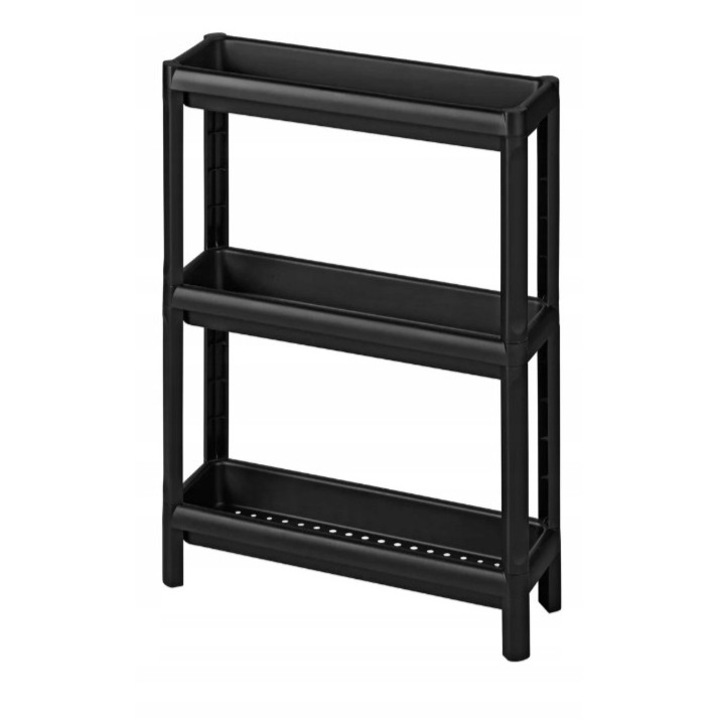 Raft plastic Livarno Home 53x17x71cm negru 3 polite 15kg capacitate