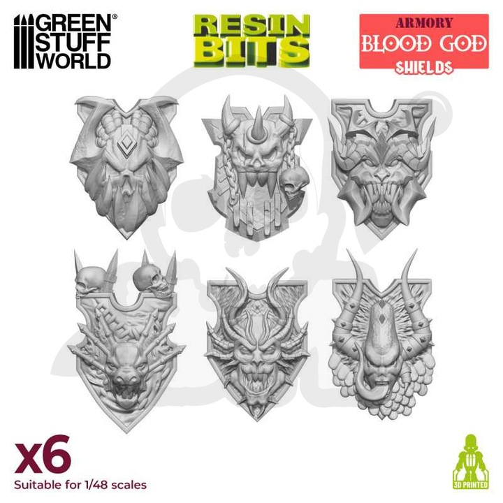 Set 6 Blood God Green Stuff World 3D nyomtatott pajzs
