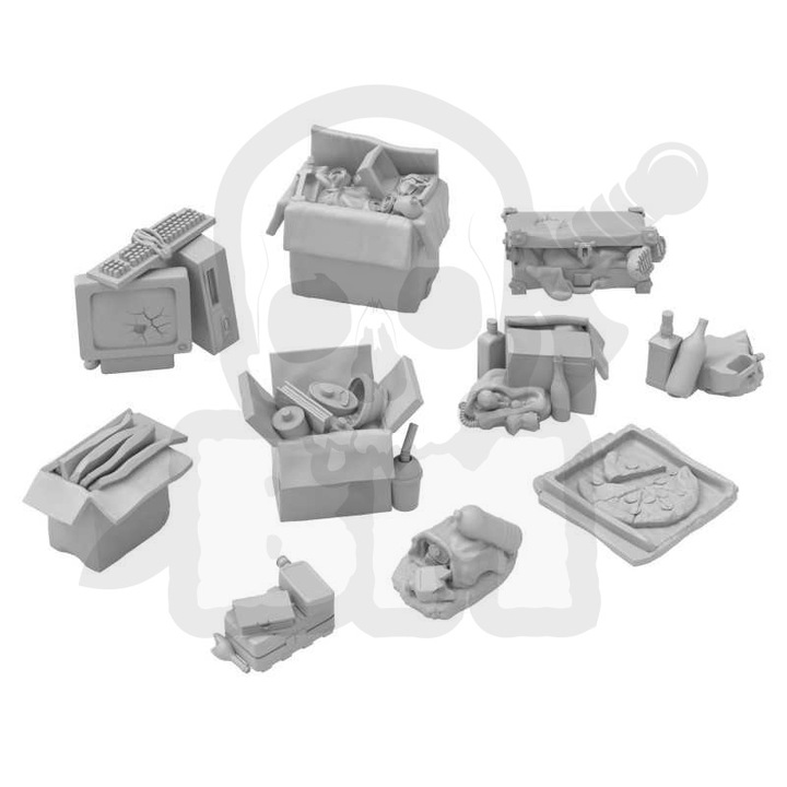 Készlet 10 darab 3D szemét Green Stuff World 1:48 többszínű 18x4x17-21x18x14mm