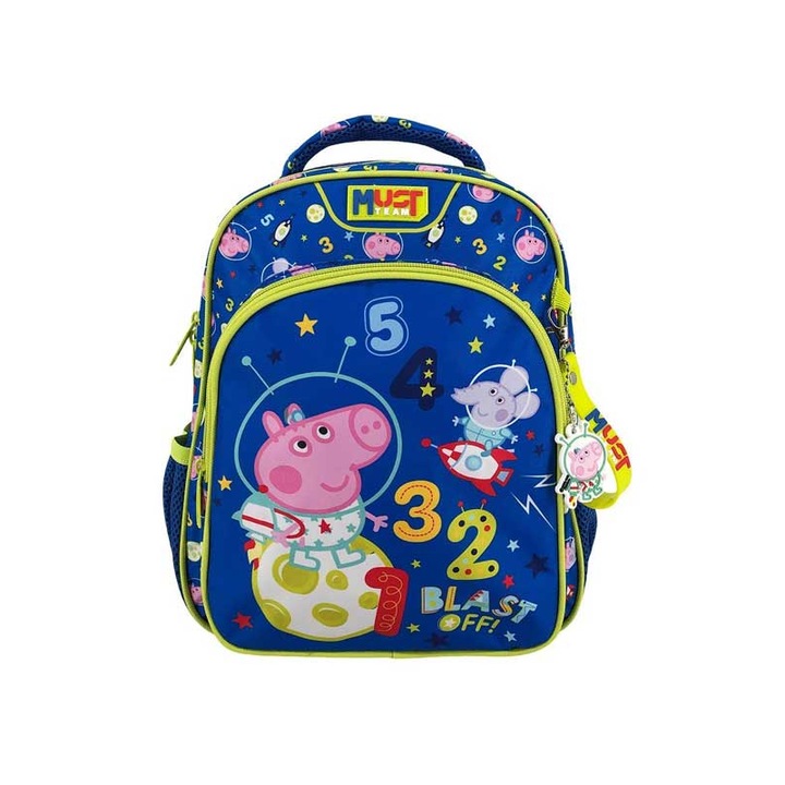 Ghiozdan Diakakis Peppa Pig George, 27x10x31cm, 8L, poliester, cu lumini