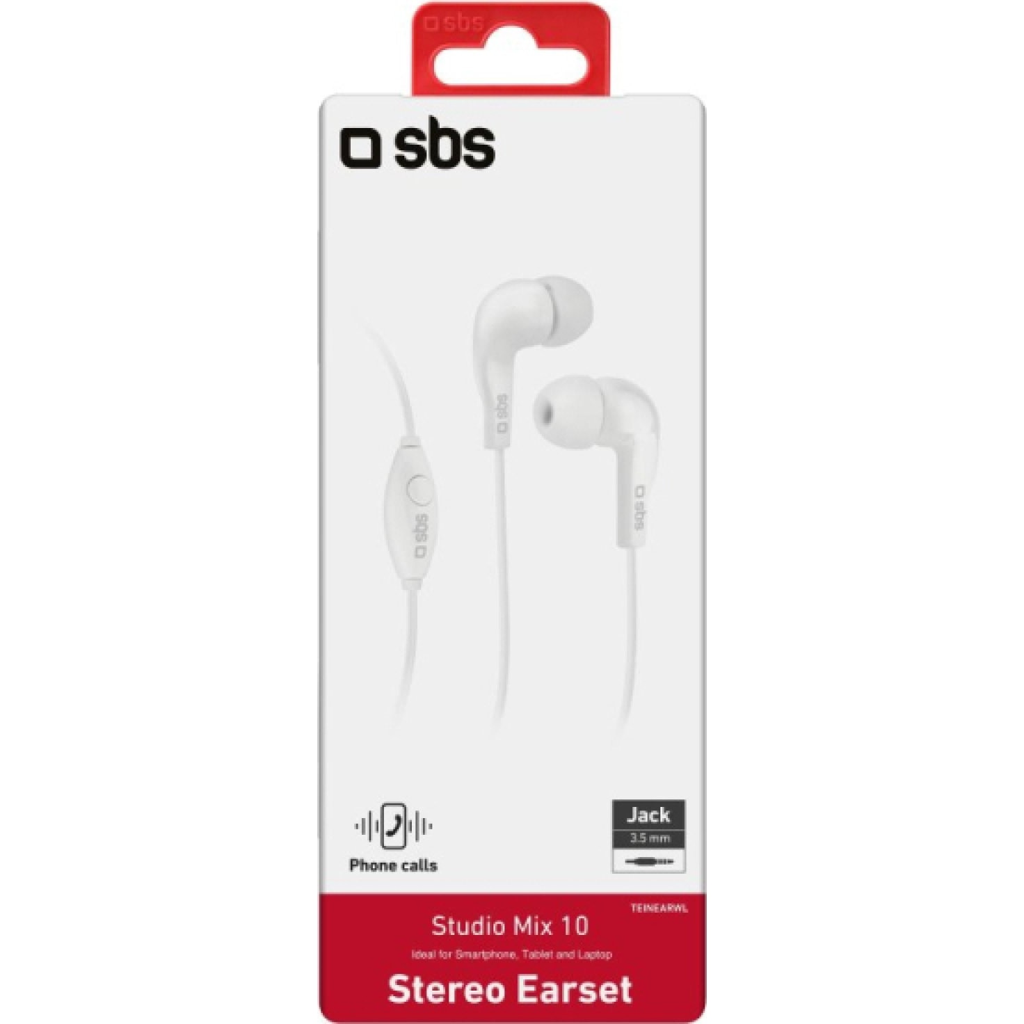 Casti cu fir SBS Studio Mix 10 alb 3.5mm, raspuns 100Hz-16kHz