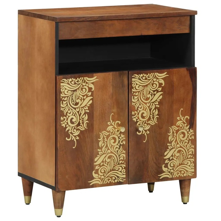 vidaXL Széf polcokkal tárolóval Barna 60 x 33 x 75 cm Tömör Mangófát 4018761