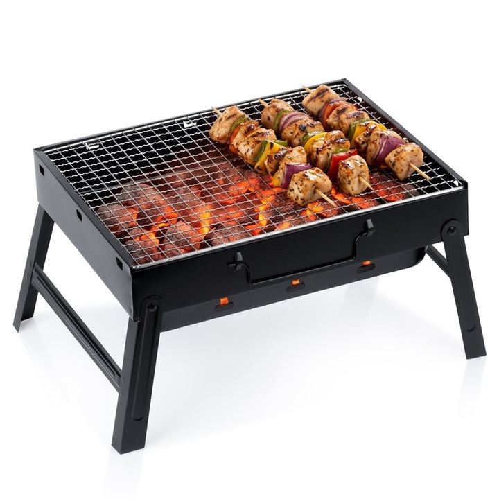 Artemis összecsukható faszenes grill, kompakt, fekete, 40x27.5x20cm