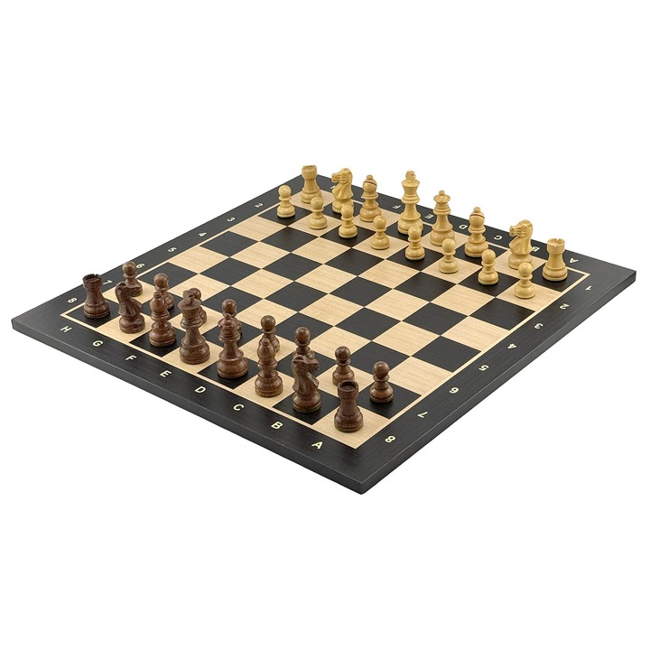 Set sah Italfama, piese acacia, tabla ebano-mesteacan, 48x48cm