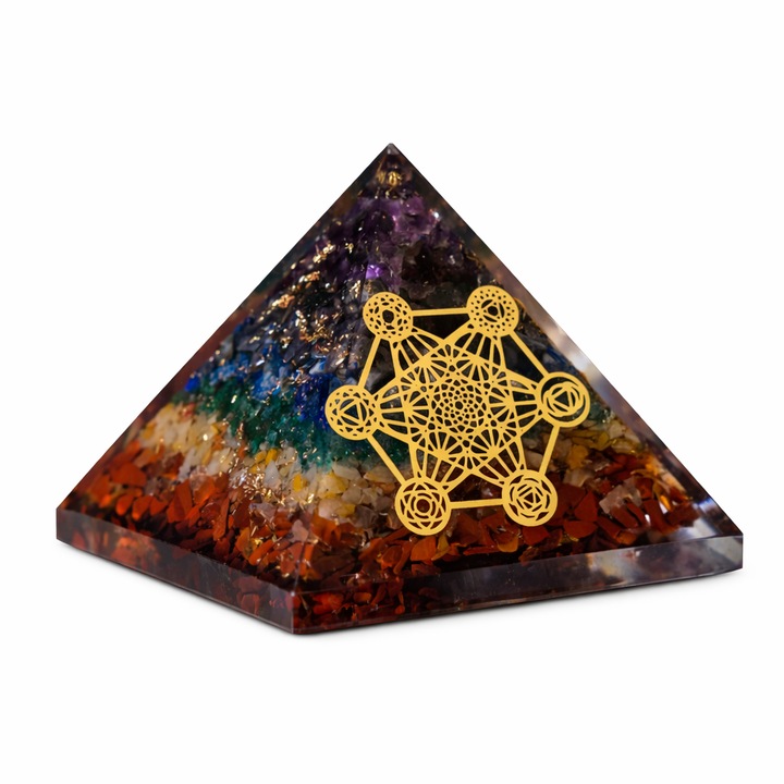 Piramida Orgonica, SERENITY ORGONE, protectie wi-fi, radiatii electromagnetice, EMF, 7 chakre, cub Metatron, 8 cm