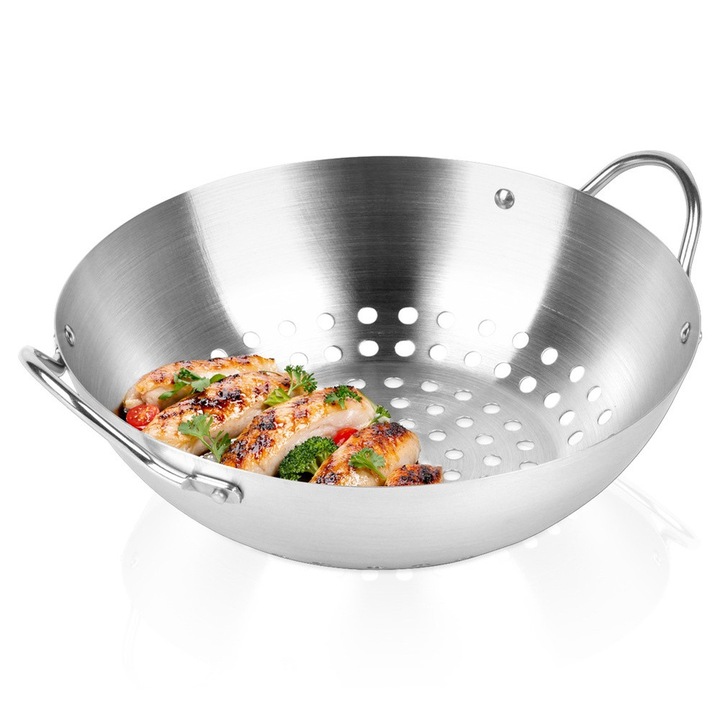 Artemis perforált rozsdamentes acél grillkosár, 23,5x20,5x6,5 cm, ezüst