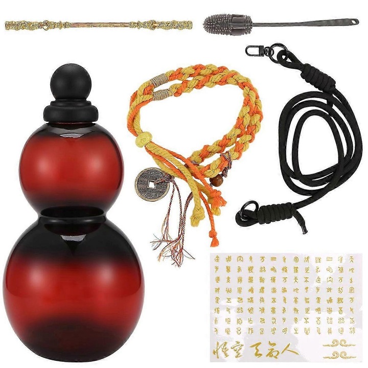 Sticla apa 800ml, design dovleac, rosu, Tritan, set cu accesorii