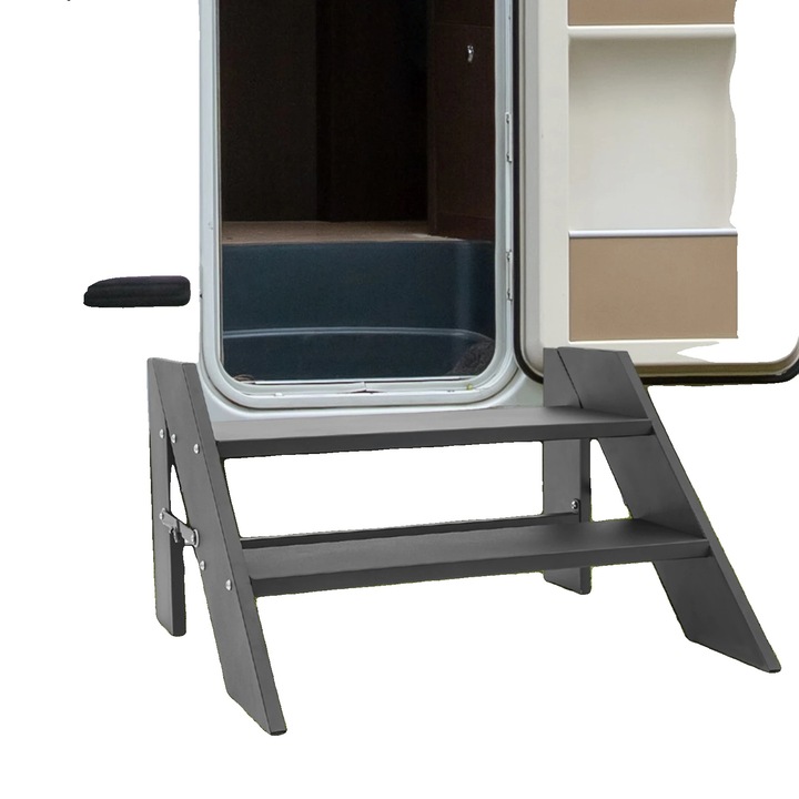 Scara pliabila 2 trepte, otel carbon, rezistenta 150kg, 68.5x66x42cm, negru