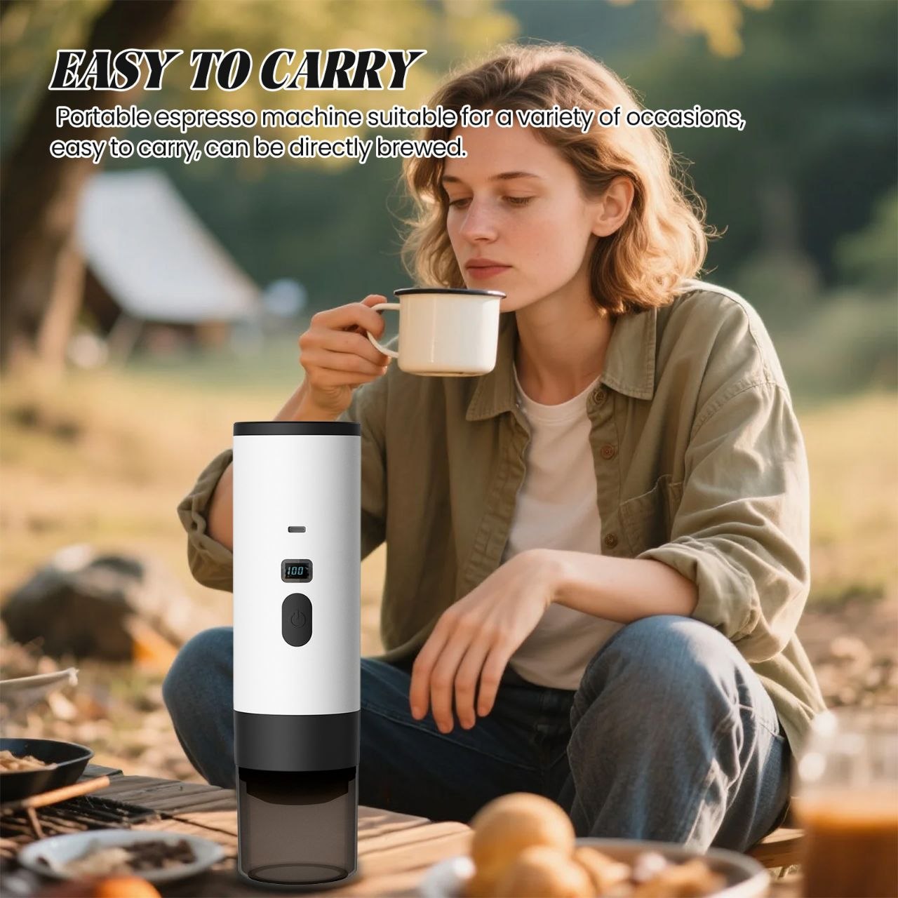 Cafetiera portabila fara fir Planet Tech 3 in 1 cu afisaj, 20 bari, Compatibila cu capsule Nespresso, Dolce Gusto, Cafea macinata, Mov