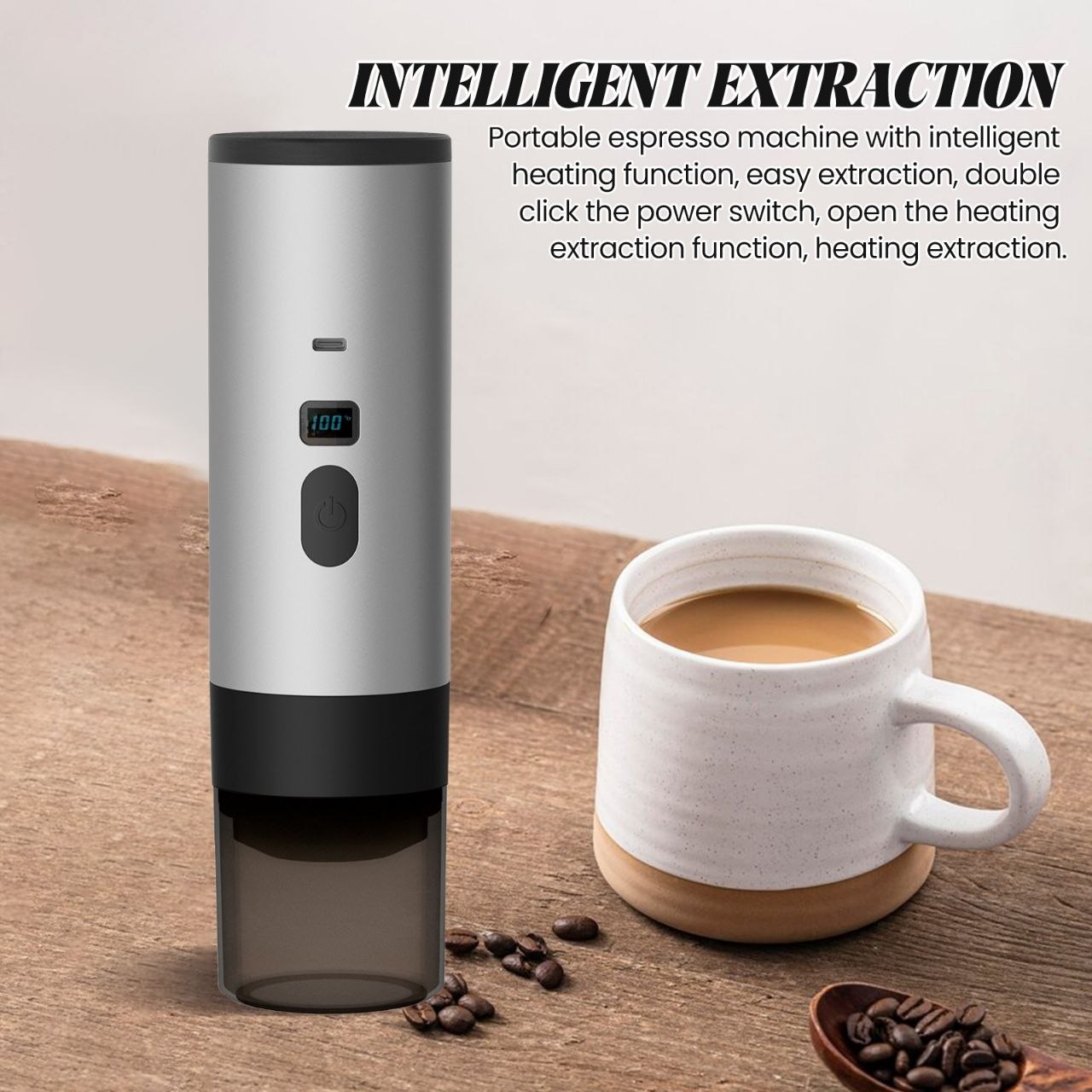 Cafetiera portabila fara fir Planet Tech 3 in 1 cu afisaj, 20 bari, Compatibila cu capsule Nespresso, Dolce Gusto, Cafea macinata, Mov