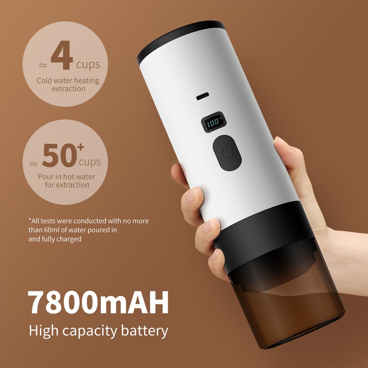 Cafetiera portabila fara fir Planet Tech 3 in 1 cu afisaj, 20 bari, Compatibila cu capsule Nespresso, Dolce Gusto, Cafea macinata, Mov