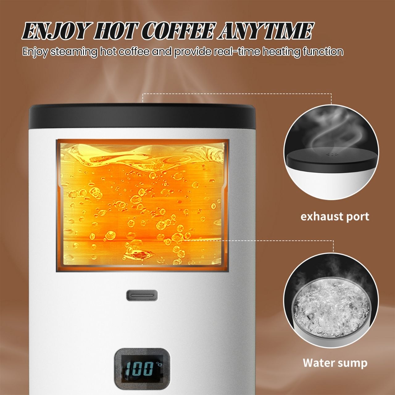 Cafetiera portabila fara fir Planet Tech 3 in 1 cu afisaj, 20 bari, Compatibila cu capsule Nespresso, Dolce Gusto, Cafea macinata, Mov