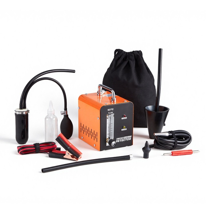 Masina de fum auto, Tester diagnostic EVAP 12V, Pompa de aer integrata, Debitmetru reglabil, Presiune 0, 07 bar, Detectare scurgeri vacuum si combustibil, Pentru masini, motociclete, camioane