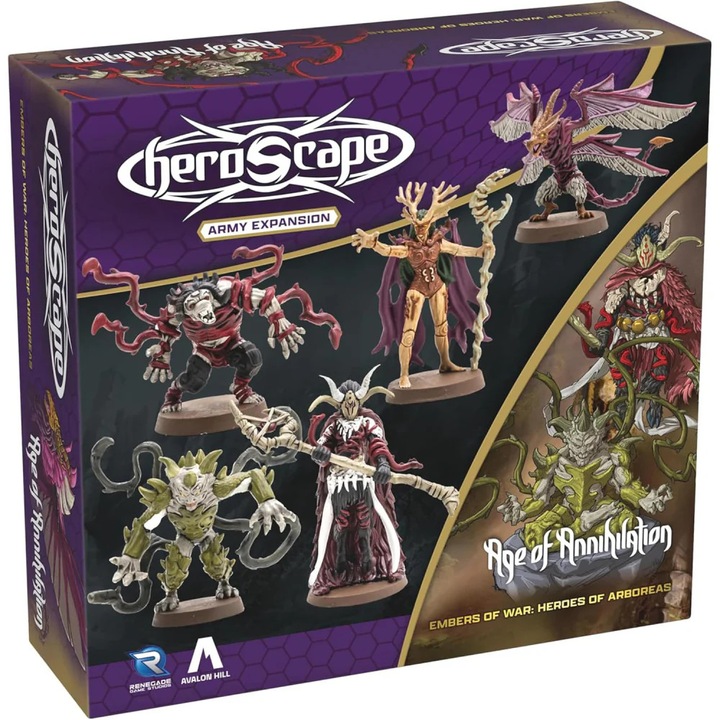 Разширение за настолна игра, Renegade Game Studios, Герои на Абореас, 5 миниатюри, 5 карти за армия