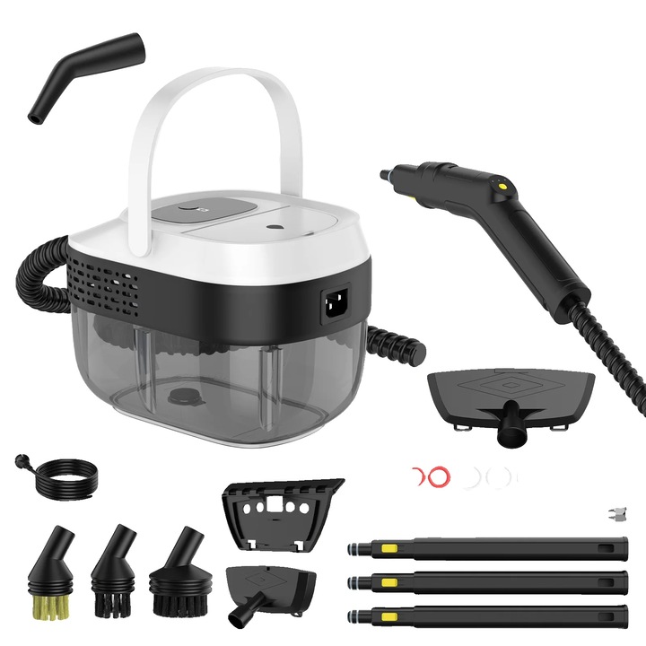 Aparat de curatat cu abur 2500W, 17 accesorii, 1600ML, compact, usor