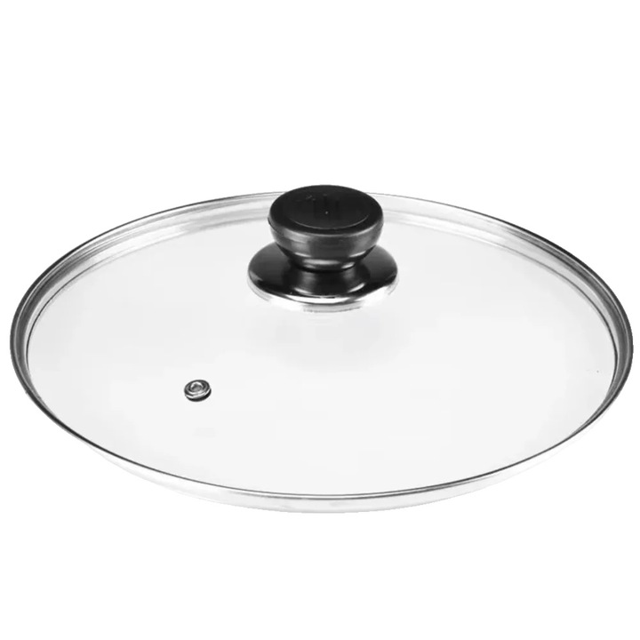 Hőálló üvegfedő 20cm, rozsdamentes acél fogantyú, univerzális