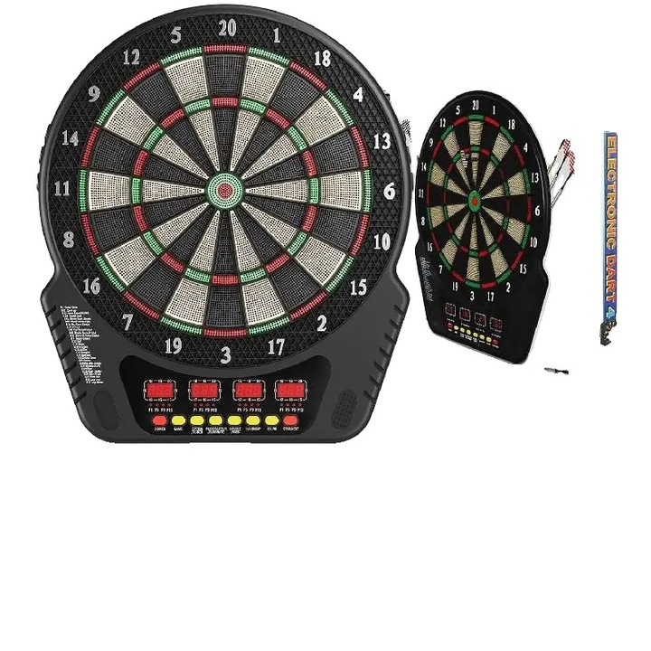 Elektronikus darts tábla, 27 játékmód, fehér, standard méret, 6 nyílkészlet
