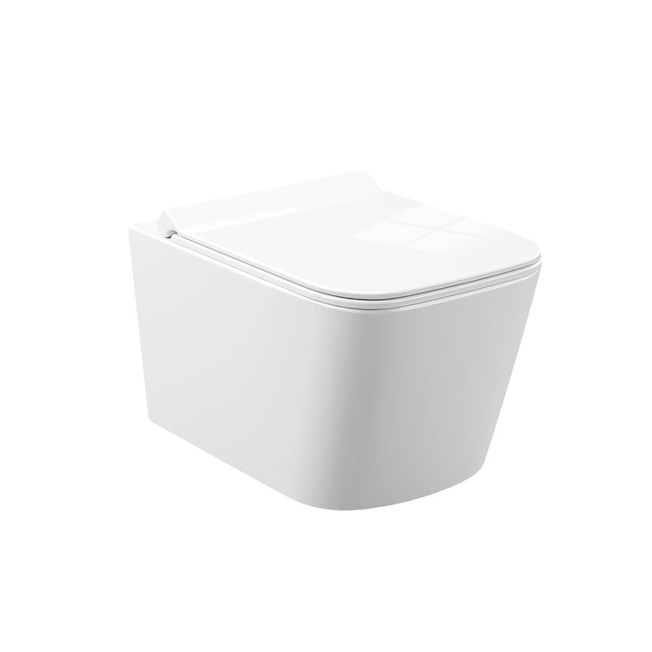 Vas de toaleta suspendat, sistem dual-flush, ceramic, alb, 3-6L, D Thin U-shape