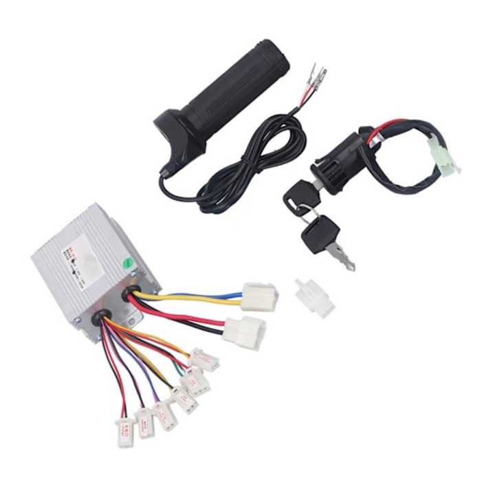 Set control viteza 24V 500W, metal, cauciuc, pentru biciclete electrice, trotinete, triciclete