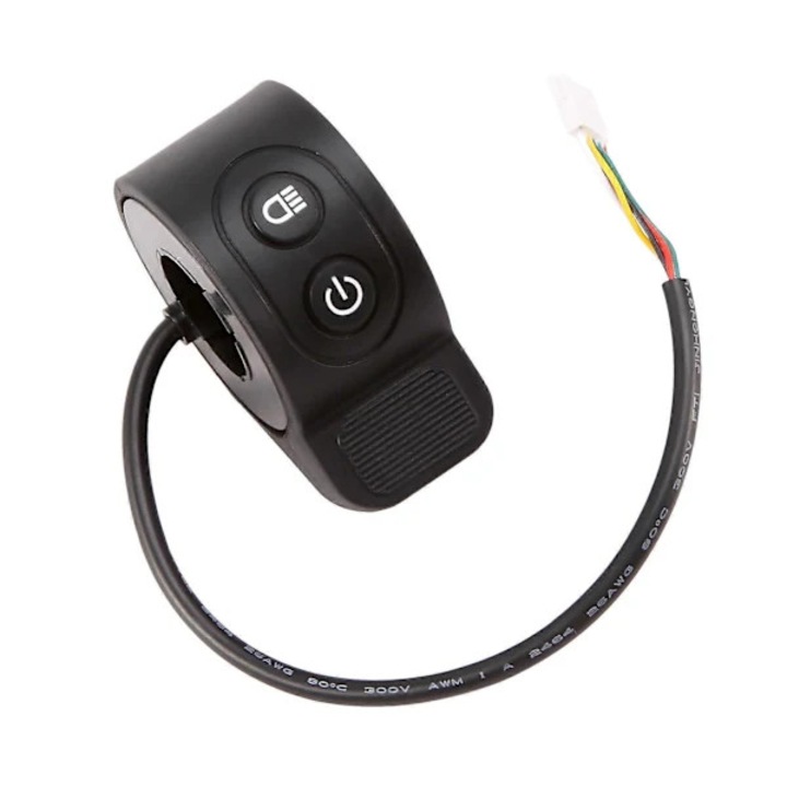 Maneta acceleratie / control viteza trotinet electric compatibil HX X6/X7/X8, comutator pornire si far integrat, port 5 pini 51005-5P, semnal Hall 5V, din ABS, cablu 150mm, negru, 1 buc