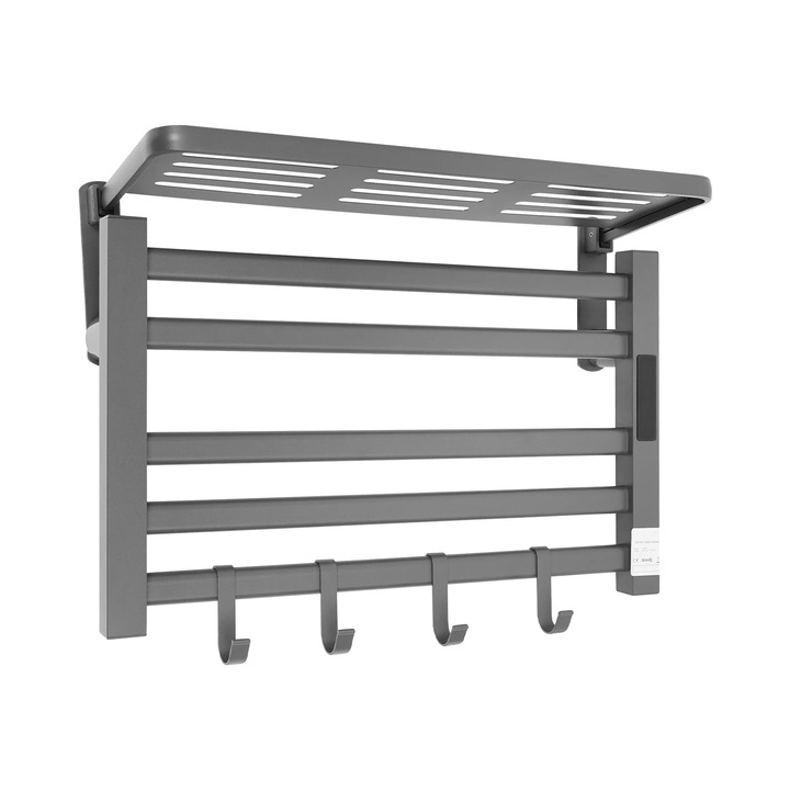 Calorifer electric prosoape perete, 5 bare, aluminiu, gri, 55x40x22cm