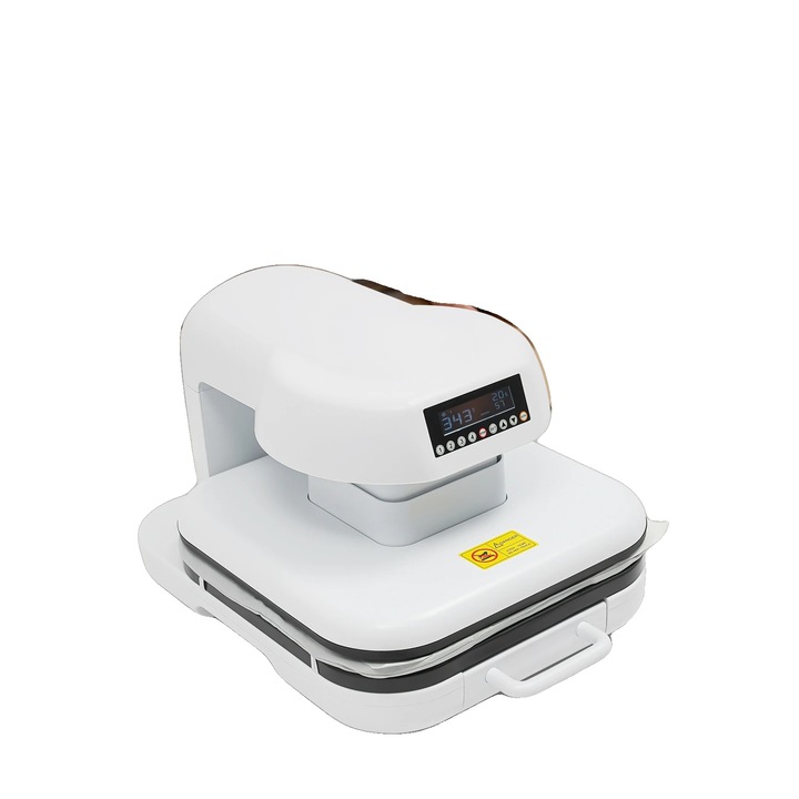 Póló hőprés, fehér, kompakt, 220V, 1600W