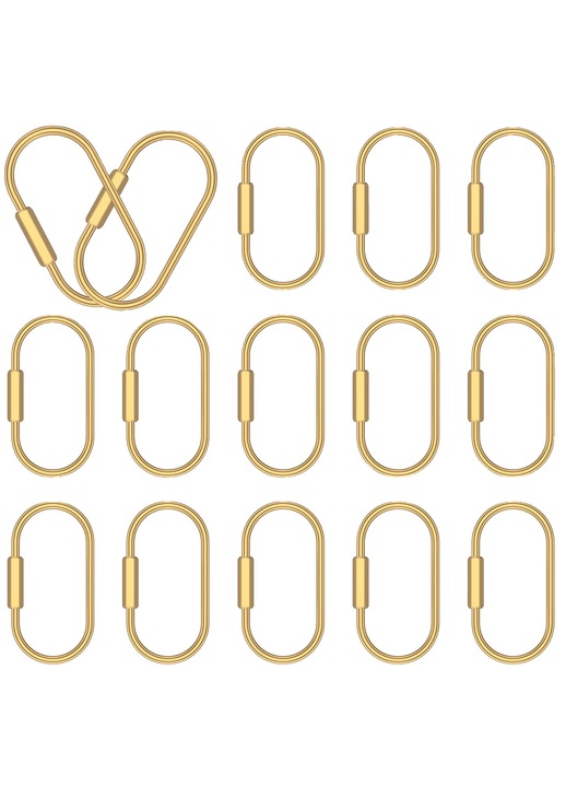 Tömör sárgaréz kulcstartók, 16 darabos készlet, csavaros zárószerkezet, arany színű, standard méret