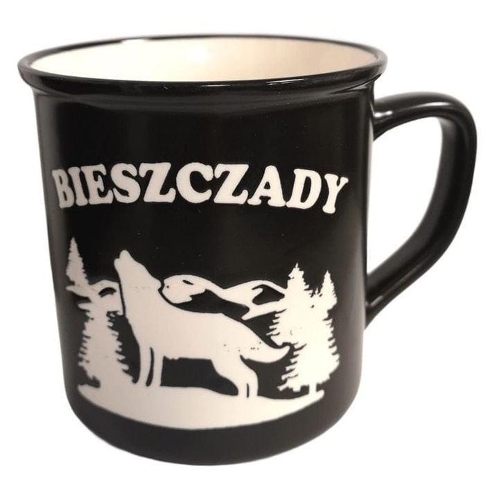Bieszczady kerámia bögre fekete 400ml 9.5x10cm