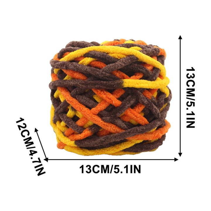 Kézzel kötött vastag fonal, 100g, 5mm, többszínű, 325m
