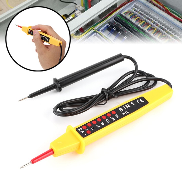 Tester tensiune 8 in 1, multifunctional, LED, 6-380V, 80cm