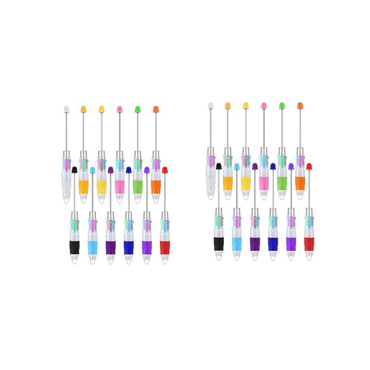 Set 24 pixuri multicolor 4 culori retractabile grip moale 14.7x1.9cm