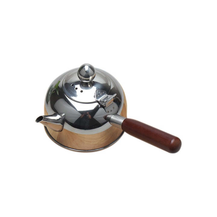 Turk teáskanna 500ml rozsdamentes acél 304 fa fogantyú ezüst 11.5x7cm