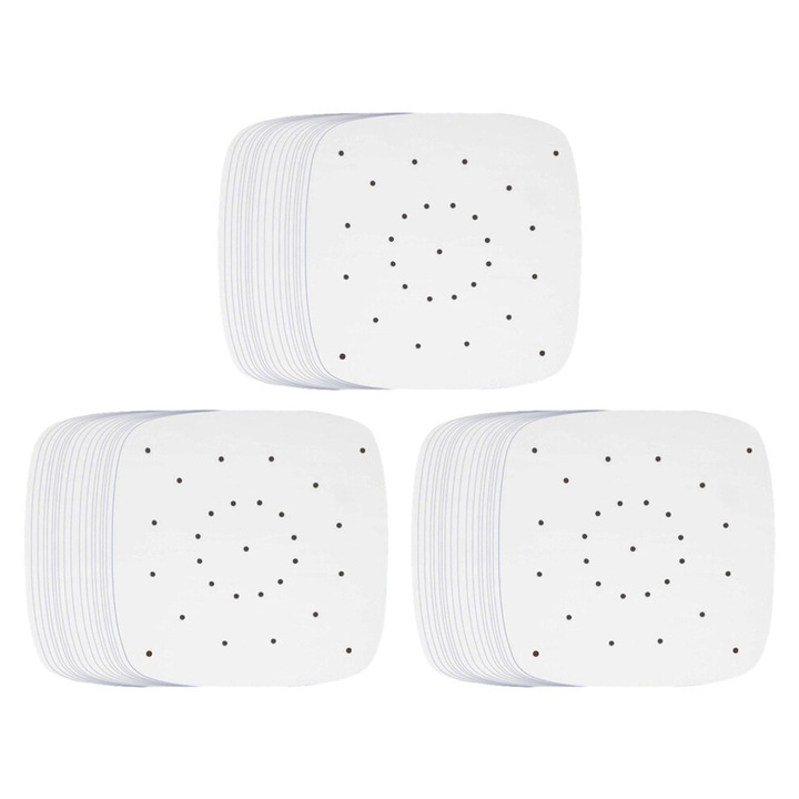 Hartie de copt perforata pentru friteuza aer, 18x18cm, alb, set 300 bucati