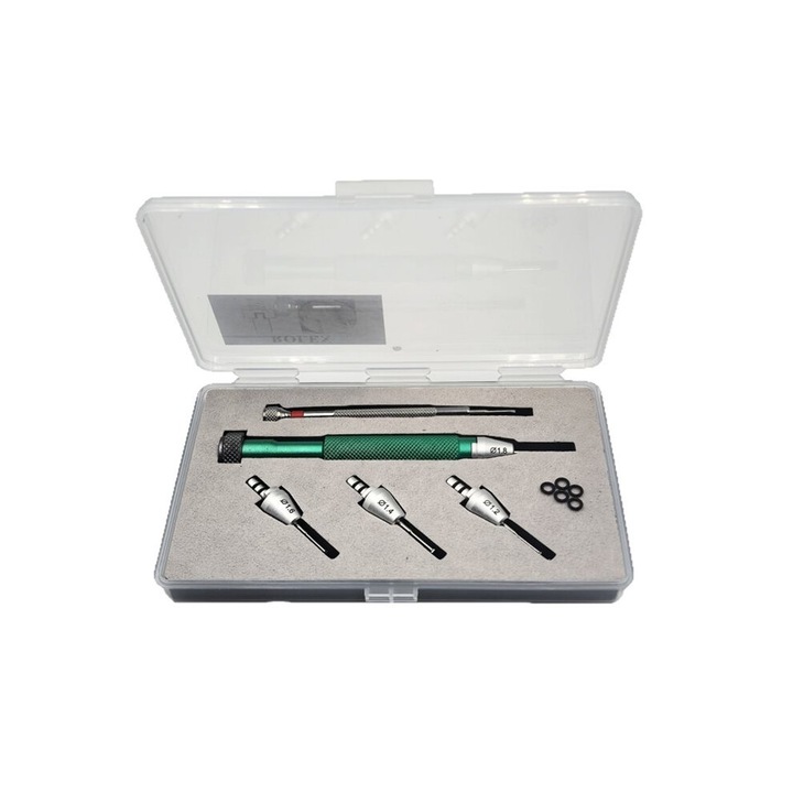 Surubelnita T-handle pentru ceasornicari si bijutieri, verde argintiu, metal, 1 set