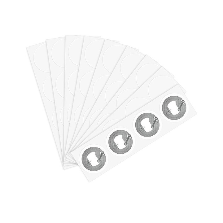 50 db öntapadós NFC címke készlet, kerek, 25mm, NTAG213, fehér, 0.15mm