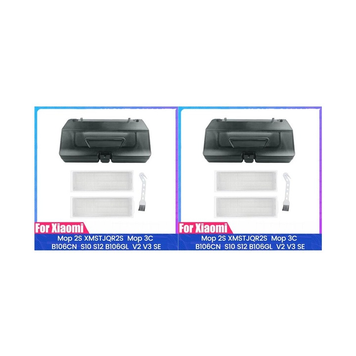 Rezervor apa si cutie praf 2 in 1 pentru mop, set 2 bucati, plastic