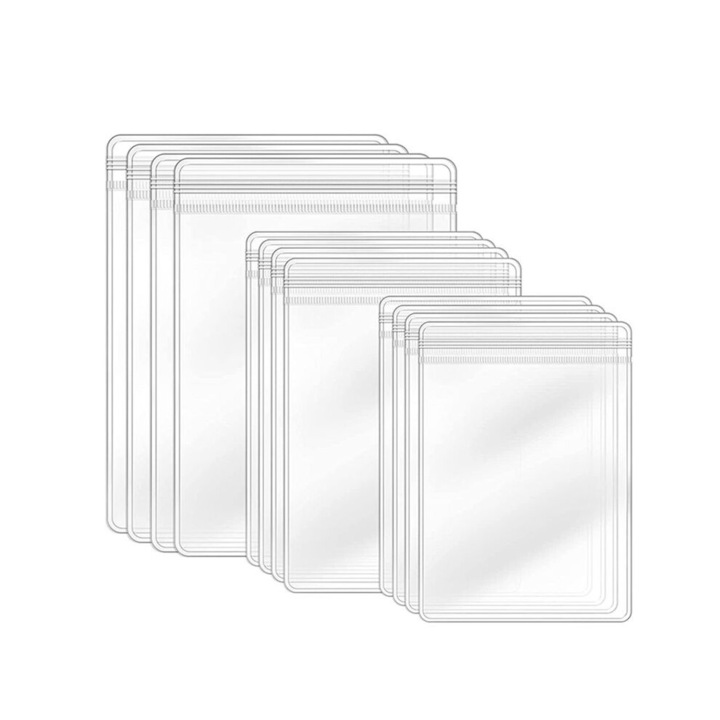 120 db cipzáras tasak készlet, átlátszó PVC, 13x9cm 7x5cm 10x7cm