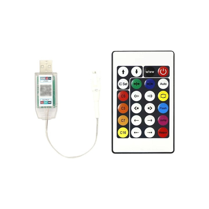 Controler LED muzical 24 taste, plastic, multicolor, set