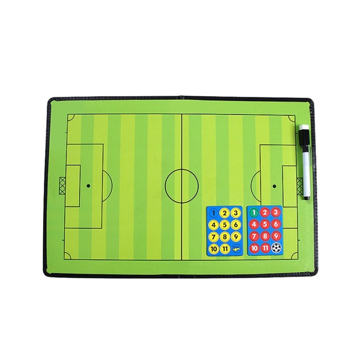 Mágneses, hordozható, összecsukható futball taktikai tábla, PVC, 30x45cm