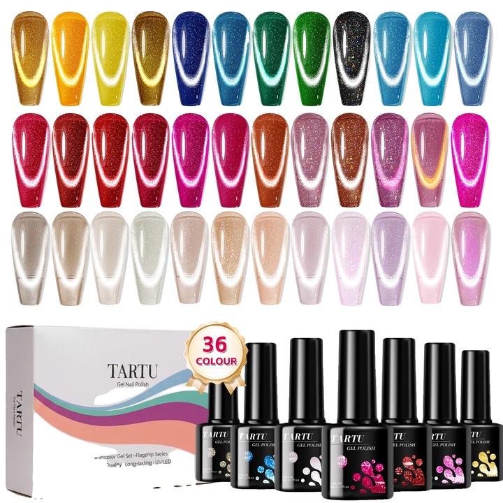 Set oja gel, 36 culori, semi-permanent, multicolor