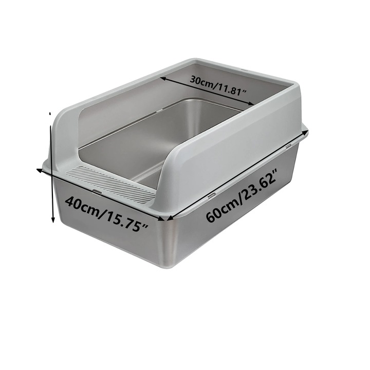 Litiere pisici, otel inoxidabil, semi-inchis, usor de curatat, 60.5x40.5x31cm