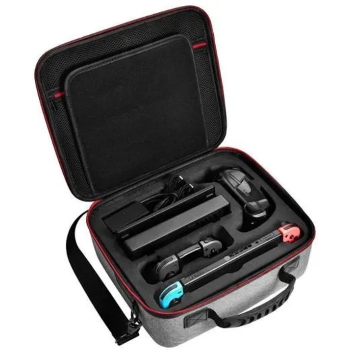 Husa depozitare accesorii Nintendo Switch gri compacta