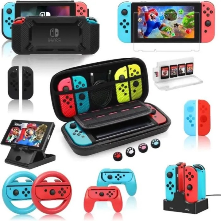 Nintendo Switch 18 az 1-ben tartozékkészlet, fekete