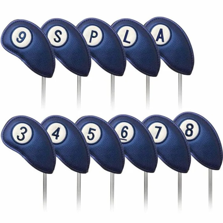 Szett 11 db golfütő fejvédő, szintetikus bőr, sokszínű, univerzális
