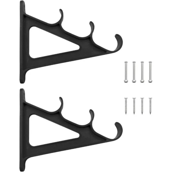 Set suporturi perete pentru 3 lansete, 20.5x17cm, polipropilena, 2 bucati